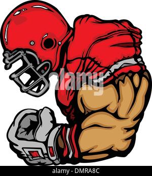 Giocatore di Football Lineman Vector Cartoon Illustrazione Vettoriale