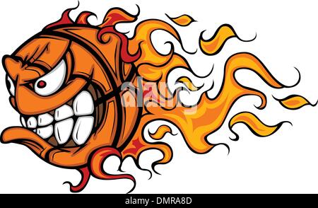 Flaming Basket vettore faccia Cartoon Illustrazione Vettoriale