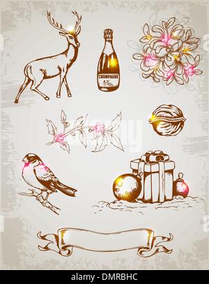 Natale elementi di design Illustrazione Vettoriale
