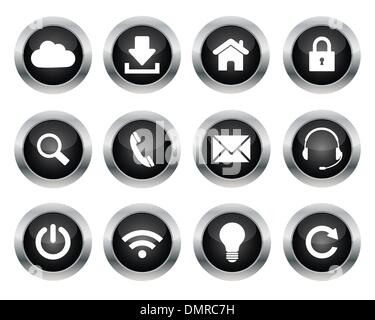 Round pulsanti web Illustrazione Vettoriale