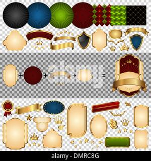 Gold-incorniciato componenti etichette Illustrazione Vettoriale