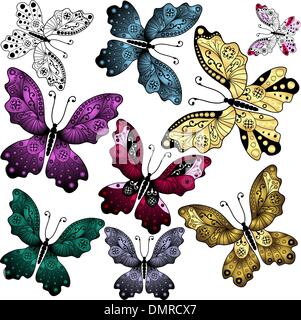Impostare farfalle astratto Illustrazione Vettoriale