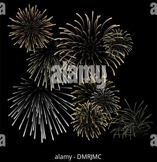 Set di argento dorato e fuochi d'artificio Illustrazione Vettoriale