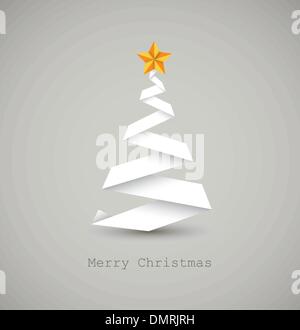 Vettore semplice albero di Natale fatto da bianca a strisce di carta Illustrazione Vettoriale