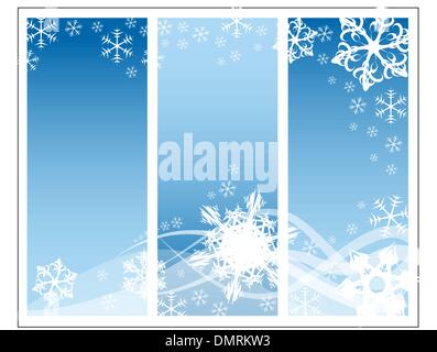 Abstract curve con i fiocchi di neve (tre parti) Illustrazione Vettoriale