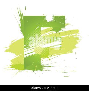 Abstract verde gli spruzzi di vernice font. La lettera F Illustrazione Vettoriale