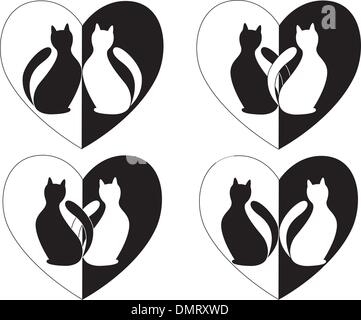 Impostare due in amore gatti Illustrazione Vettoriale
