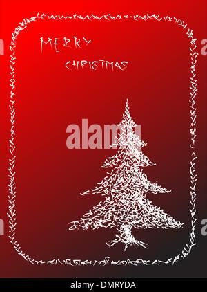 Disegnata a mano albero di natale Illustrazione Vettoriale