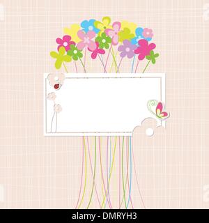 Primavera di fiori colorati della scheda Messaggi di saluto Illustrazione Vettoriale