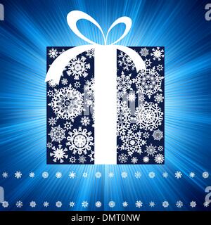 Blue burst con confezione regalo. EPS 8 Illustrazione Vettoriale