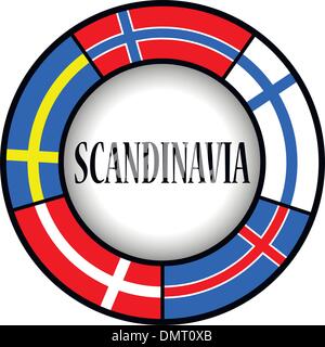 Bandiere scandinavo in un cerchio Illustrazione Vettoriale