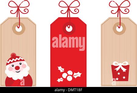 Retrò regalo di Natale tag o etichette ( rosso ) Illustrazione Vettoriale