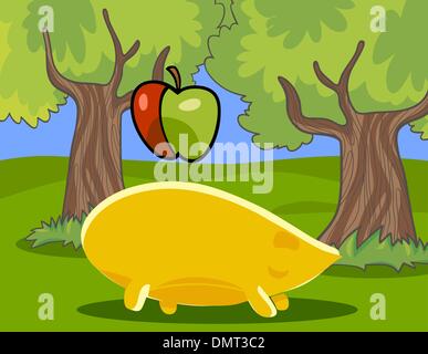 Riccio con apple cartoon illustrazione Illustrazione Vettoriale