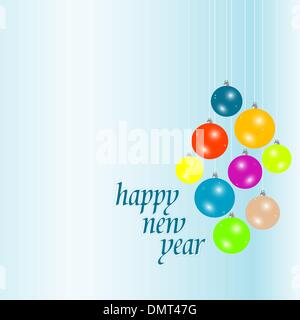 Natale e Anno Nuovo card con sfere Illustrazione Vettoriale