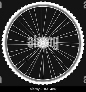 Bianco di ruote di bicicletta neri isolati vettore di sfondo Illustrazione Vettoriale