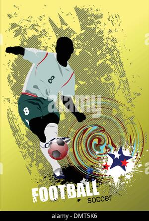 Grunge stile Poster soccer football player Illustrazione Vettoriale