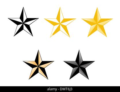 Set di cinque stelle colorate Illustrazione Vettoriale
