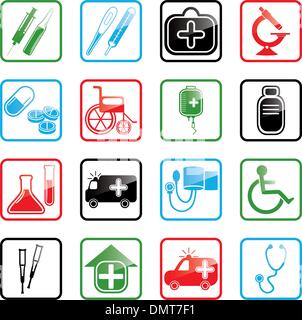 Il set di icone di medicina Illustrazione Vettoriale