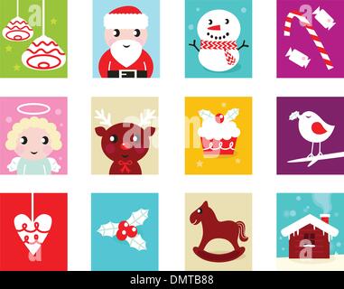 Natale calendario dell'Avvento elementi 2 - Isolato su bianco Illustrazione Vettoriale