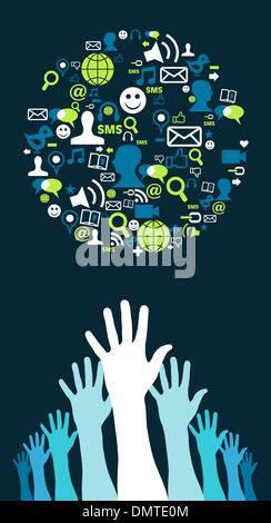 I social media le icone a forma di globo Illustrazione Vettoriale