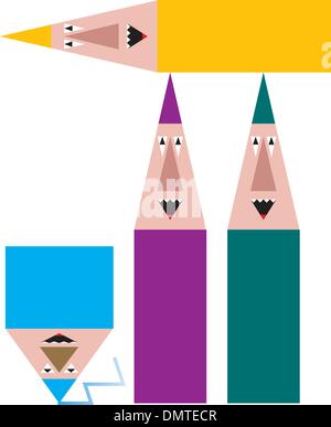 Vettore matite divertenti Illustrazione Vettoriale