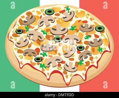 Pizza di vettore sulla bandiera italiana Illustrazione Vettoriale