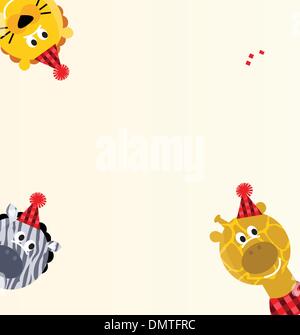 Simpatici Animali safari retrò party banner con uno spazio vuoto Illustrazione Vettoriale