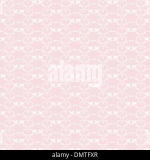 Seamless cuori floreali e pattern di uccelli Illustrazione Vettoriale