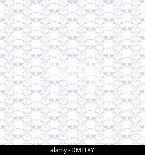 Seamless cuori floreali e pattern di uccelli Illustrazione Vettoriale