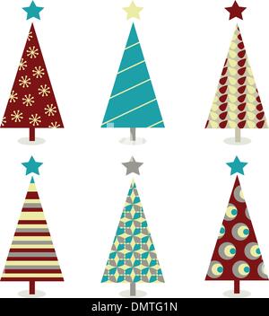 Blu rosso ΓÇô albero di natale icona impostare Illustrazione Vettoriale