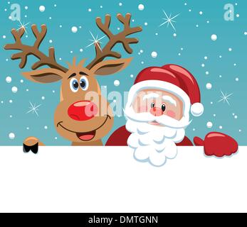 Vettore di Babbo Natale e Rudolph deer Illustrazione Vettoriale