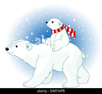 Orso polare mamma e bambino Illustrazione Vettoriale