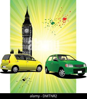Londra Poster con due vetture immagine. Illustrazione Vettoriale Illustrazione Vettoriale
