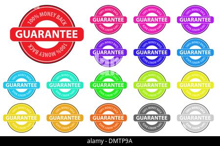 Raccolta di vettore di denaro multicolore retro badge. Facile da edi Illustrazione Vettoriale