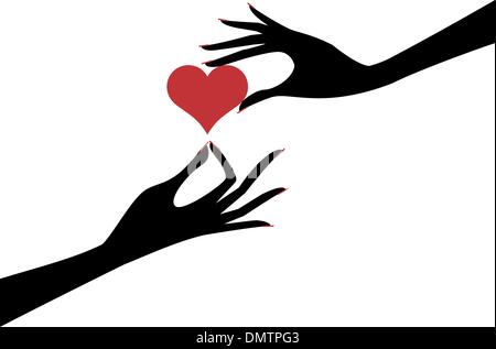 Le mani con il cuore, vettore Illustrazione Vettoriale