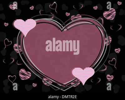 Illustrazione vettoriale di una forma di cuore cornice con motivi floreali senza giunture Illustrazione Vettoriale