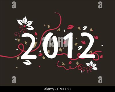 Design floreale 2012 text, vettore per il nuovo anno Illustrazione Vettoriale