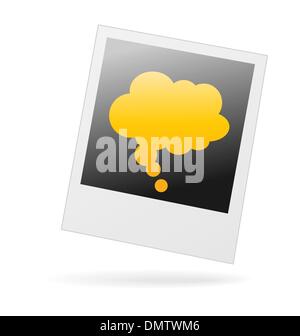 Vector photo frame con ombra e idea pensare bolla su di esso. Illustrazione Vettoriale