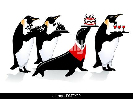 Penguin compleanno Illustrazione Vettoriale