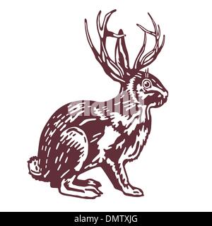 Coniglio con corno di cervo Illustrazione Vettoriale