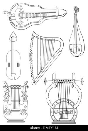 Le stringhe di antichi strumenti - vettore Illustrazione Vettoriale