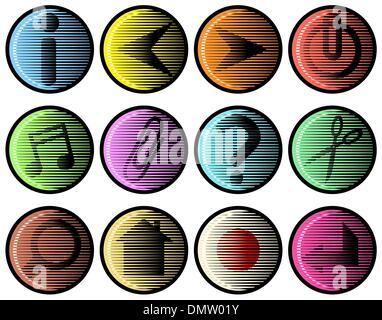 Icone dell'intaglio in legno Illustrazione Vettoriale