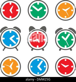 Set di vettore di colorati simboli orologio Illustrazione Vettoriale