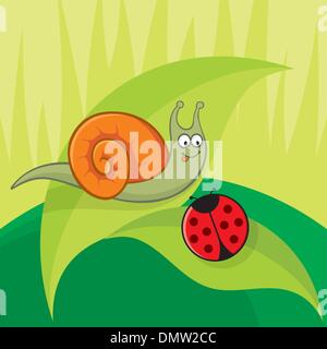 Va a passo di lumaca con coccinella Illustrazione Vettoriale