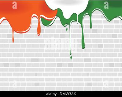 Una bandiera indiana i colori dello sfondo con i colori di vernice sul muro grigio. Illustrazione Vettoriale