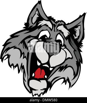 Cartoon sorridente Wolf mascotte grafica vettoriale Illustrazione Vettoriale