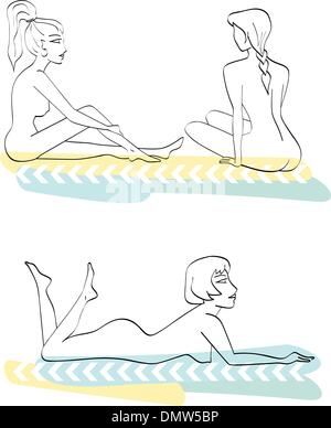 Le ragazze in sauna, illustrazione vettoriale Illustrazione Vettoriale