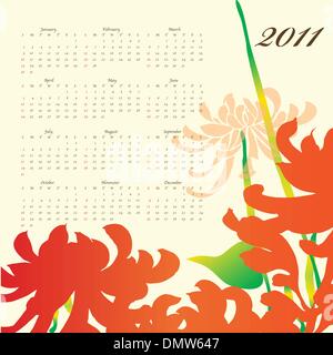 2011 Calendario con fiori Illustrazione Vettoriale