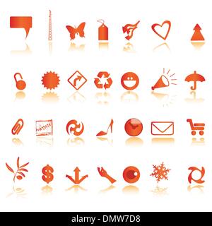 Orange raccolta di icone su bianco Illustrazione Vettoriale