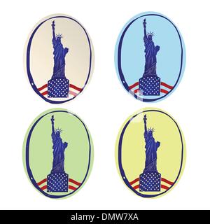 Statua della Libertà adesivi vintage Illustrazione Vettoriale